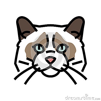 ragdoll cat cute pet color icon vector illustration Vector Illustration