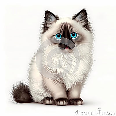 Ragdoll cat portrait icon head colorful. Stock Photo