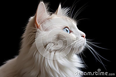 Ragdoll Cat Profile Portrait Isolated Stock Photo