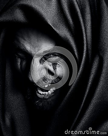 Rage of angry evil spooky malefic man Stock Photo