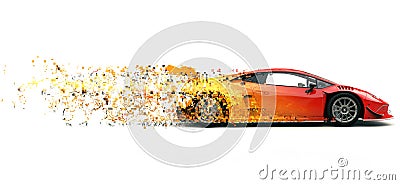 Rage red futuristic race sportscar - pixel trail FX Stock Photo