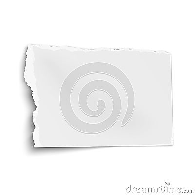 Ragged paper wisp with soft shadow isolated on white background. Vector template paper design Vector Illustration