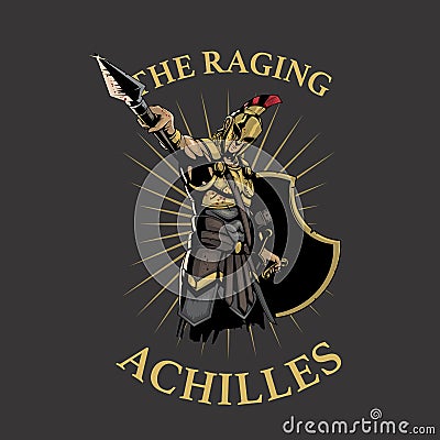 The Raging Achilles insignia style Vector Illustration