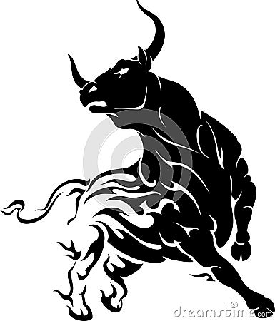 Raging Bull with Flame Trail Vector Illustration