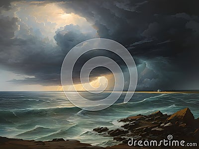 Raging Elements: Capturing the Storm on the Horizon Stock Photo