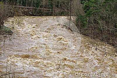 The Raging Power of the Flooding of the Maury River Stock Photo