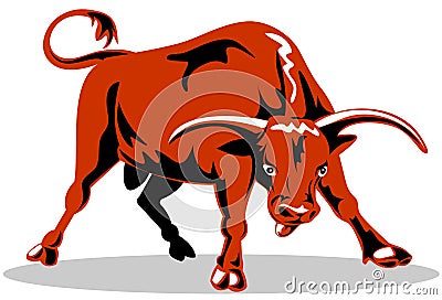 Raging red bull Stock Photo