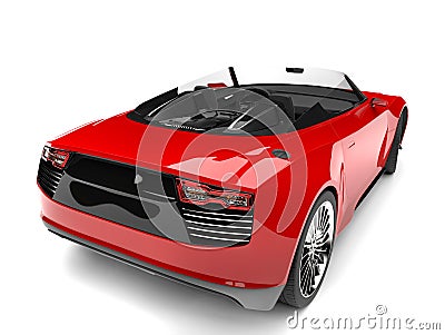 Raging red modern cabriolet super car - tail view Stock Photo