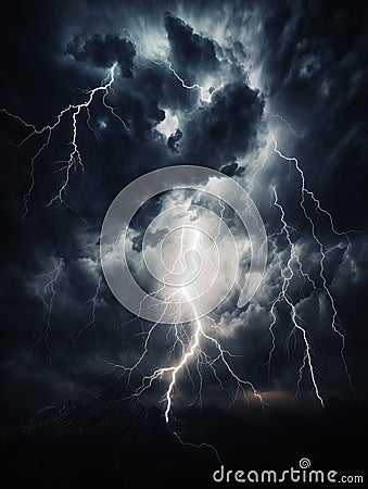 Raging Storm: The Furious Battle of Lightning and Protection in Stock Photo