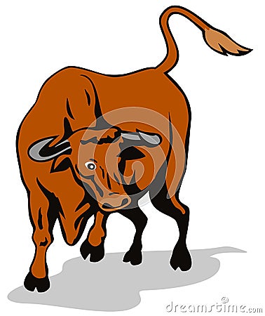 Raging texas longhorn bull Stock Photo