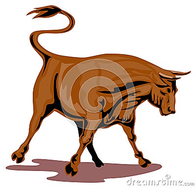 Raging texas longhorn bull Stock Photo
