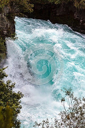 The raging torrent that is Huka Falls in New Zealand Stock Photo