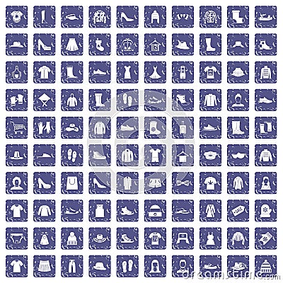 100 rags icons set grunge sapphire Vector Illustration