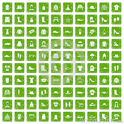 100 rags icons set grunge green Vector Illustration