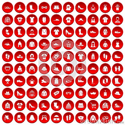 100 rags icons set red Vector Illustration