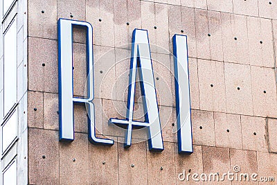 RAI Radio Televisione Italiana, logo of Italian state radio and television Editorial Stock Photo