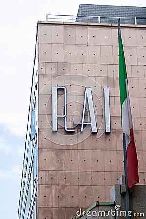 RAI Radio Televisione Italiana, old logo of Italian state radio and television Editorial Stock Photo