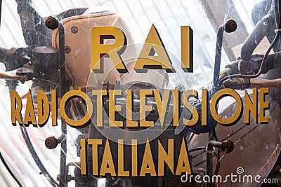 RAI Radio Televisione Italiana, old logo of Italian state radio and television Editorial Stock Photo