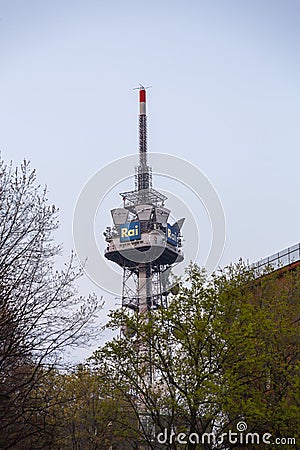 RAI, Radio Televisione Italiana tower in Milan, Italy Editorial Stock Photo