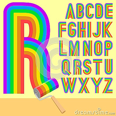 raibow roller typeface Vector Illustration