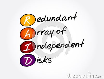 RAID - Redundant Array of Independent Disks acronym, technology concept background Stock Photo
