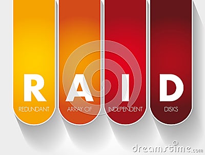 RAID - Redundant Array of Independent Disks acronym, technology concept background Stock Photo