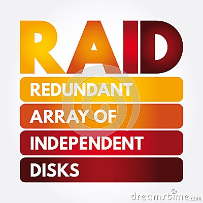 RAID - Redundant Array of Independent Disks acronym, technology concept background Stock Photo