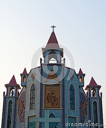 20.10.2022. Raiganj, West Bengal, India.front view of Saint Joseph Cathedral Church in India Editorial Stock Photo