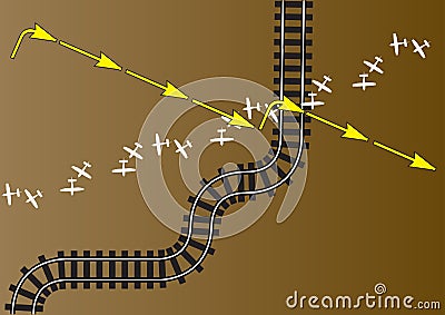 Rail and air route Stock Photo