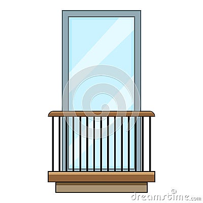 Rail balcony icon, cartoon style Vector Illustration