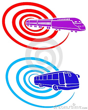 Rail and bus logo designs Vector Illustration