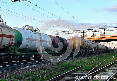 Rail cars carry crude oil and ethanol. Editorial Stock Photo
