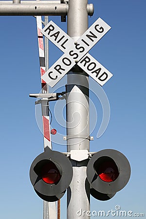 Rail cross sign Stock Photo