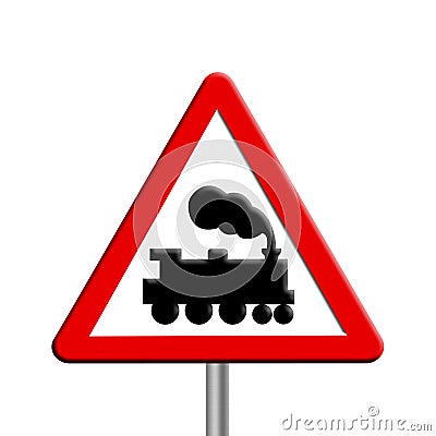 Rail crossing - road sign Stock Photo