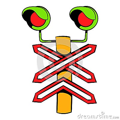 Rail crossing signal icon, icon cartoon Vector Illustration