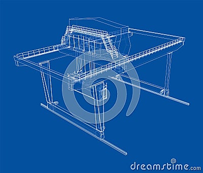Rail-mounted gantry container crane outline Vector Illustration