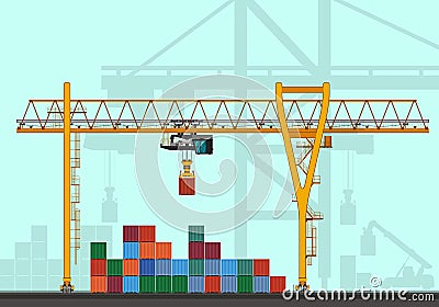 Rail mounted gantry crane Vector Illustration