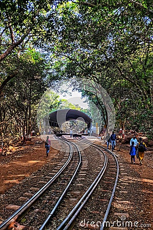 A rail road in jungle of Matheran Editorial Stock Photo