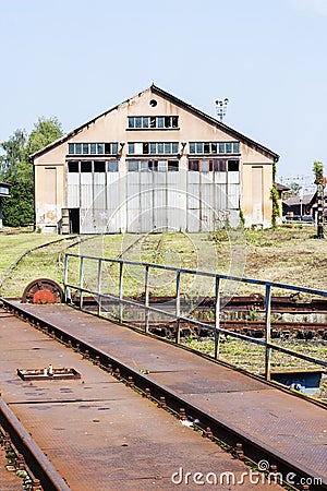 Rail rode warehouse Stock Photo