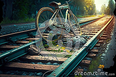 Rail traffic and railroad crossing accident emergency Stock Photo