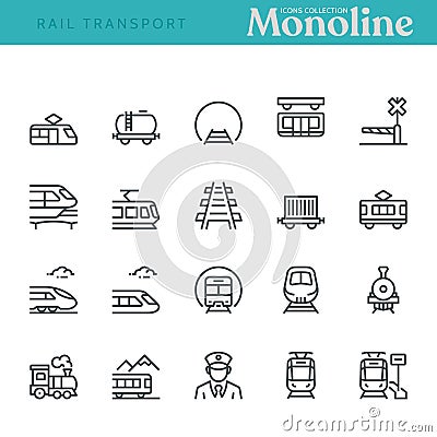Rail Transport Icons Vector Illustration