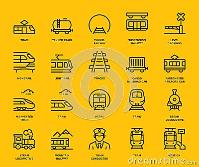 Rail Transport Icons Vector Illustration