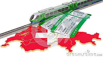 Rail travel in Switzerland, concept. 3D rendering Stock Photo