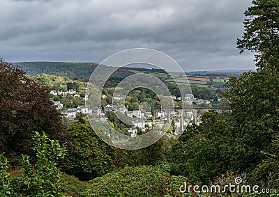 Small town of Calstock on River Tamar in Cornwall Stock Photo