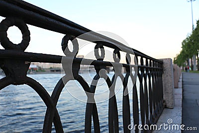 Railing on the waterfront Stock Photo