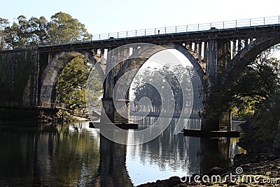Railroad bridge in Pontevedra Stock Photo