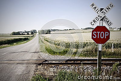 Railroad crossing Stock Photo