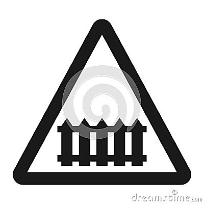 Railroad crossing with barrier sign line icon Vector Illustration