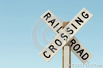 Railroad crossing sign Stock Photo