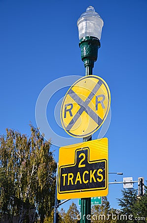 Railroad Crossing Sign Stock Photo